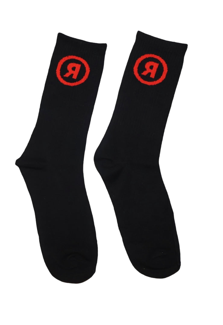 Black/Red Logo Socks