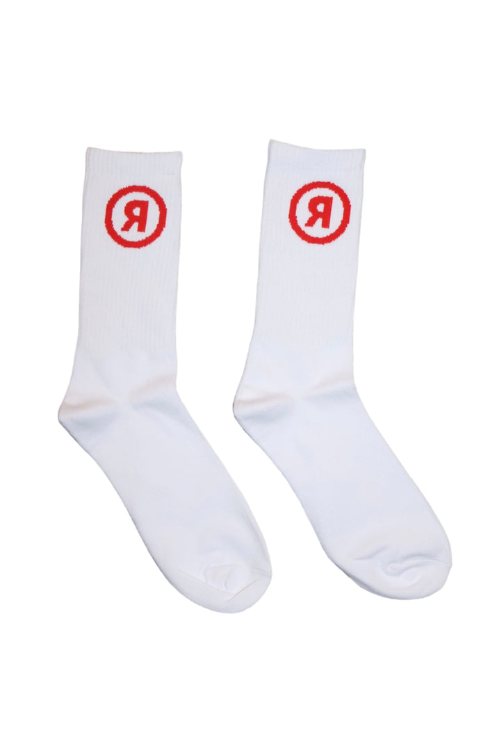 White/Red Logo Socks