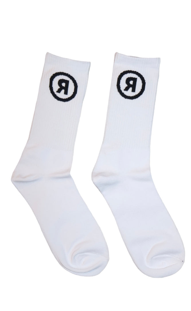 White/Black Logo Socks